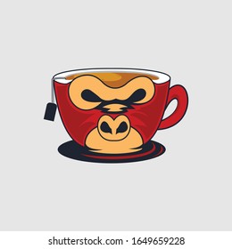 cara de gorila combinada con taza de té