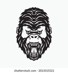 Gorilla face drawing. Creative illustration.