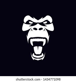 Gorilla face and head. Vector illustration.