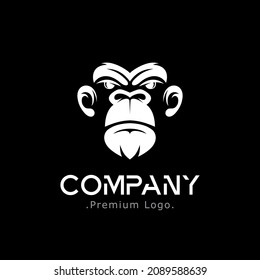 gorilla face logo with black and white concept, suitable for digital companies and professionals