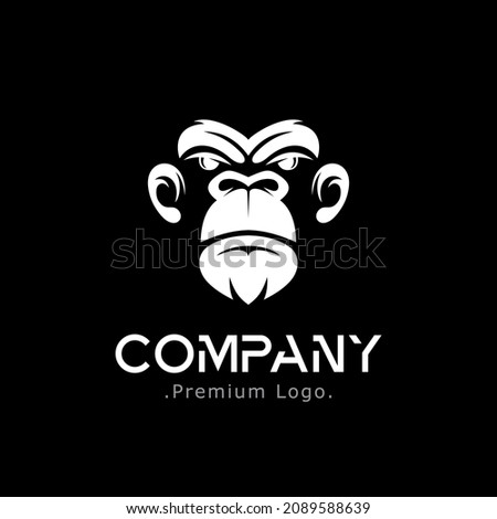 gorilla face logo with black and white concept, suitable for digital companies and professionals
