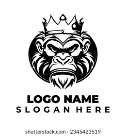 logo de gorila face con diseño de corona