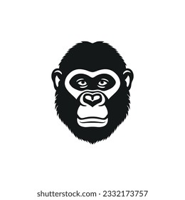 Gorilla face logo of monkey mascot clipart vector. Ape head silhouette icon, Gorillas primate symbol. Isolated on white background.