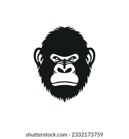 Gorilla face logo of monkey mascot clipart vector. Ape head silhouette icon, Gorillas primate symbol. Isolated on white background.