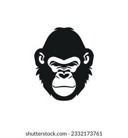 Gorilla face logo of monkey mascot clipart vector. Ape head silhouette icon, Gorillas primate symbol. Isolated on white background.