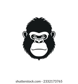 Gorilla face logo of monkey mascot clipart vector. Ape head silhouette icon, Gorillas primate symbol. Isolated on white background.