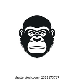 Gorilla face logo of monkey mascot clipart vector. Ape head silhouette icon, Gorillas primate symbol. Isolated on white background.