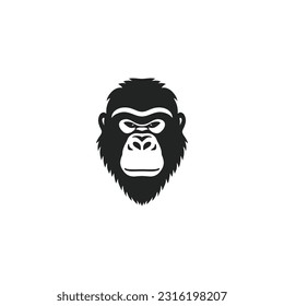 Gorilla face logo of monkey silhouette clipart vector. Ape head icon, wildlife primate mascot symbol. Isolated on white background.