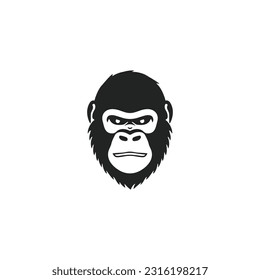 Gorilla face logo of monkey silhouette clipart vector. Ape head icon, wildlife primate mascot symbol. Isolated on white background.