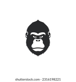 Gorilla face logo of monkey silhouette clipart vector. Ape head icon, wildlife primate mascot symbol. Isolated on white background.