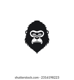 Gorilla face logo of monkey silhouette clipart vector. Ape head icon, wildlife primate mascot symbol. Isolated on white background.