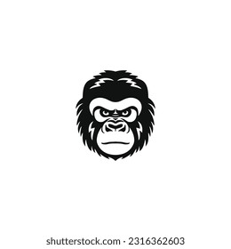 Gorilla face logo of monkey silhouette clip art vector. Ape head icon, wildlife primate mascot symbol. Isolated on white background.