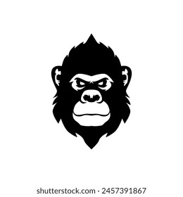 Cara de gorila Logo Vector Clipart cabeza de mono mascota. Icono de cabeza de gorila, símbolo de primate mono de la fauna.