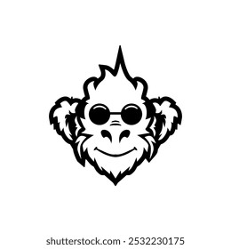 Cara de gorila Logotipo Vector Clipart Mono cabeza mascota. Icono de cabeza de gorila, símbolo de primate simio de vida silvestre.