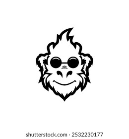 Cara de gorila Logotipo Vector Clipart Mono cabeza mascota. Icono de cabeza de gorila, símbolo de primate simio de vida silvestre.