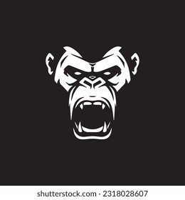 Gorilla face on a black background - Vector illustration