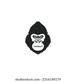 Gorilla face silhouette logo of monkey clip art vector. Ape head icon, wildlife primate symbol. Isolated on white background.