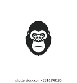 Gorilla face silhouette logo of monkey clip art vector. Ape head icon, wildlife primate symbol. Isolated on white background.