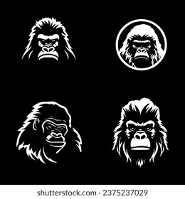 gorilla face silhouettes high quality logo on black background
