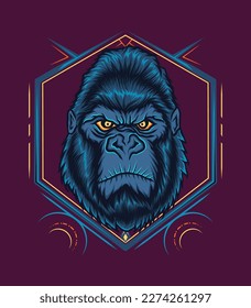 Gorilla face Strong, Vector for logo or t shirt, apparel design template