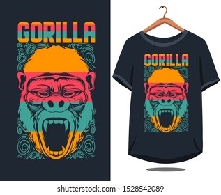 Gorilla face t shirt design