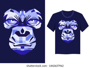 Gorilla face vector for t shirt design
