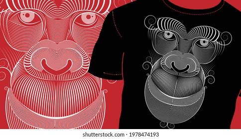 

Gorilla Face - Vector T-shirt Design line art,screen printing. 