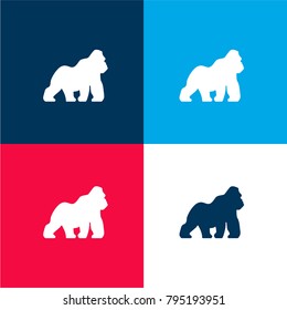 Gorilla Facing Right four color material and minimal icon logo set in red and blue