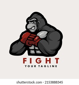 Gorilla Fight mascot logo design illustration vector for sport club