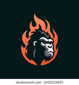 Gorilla fire Head logo vector template 