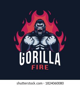 plantilla de logotipo de gorila fire, adecuada para el logotipo de apoyo.