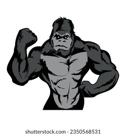 gorilla fitness cartoon logo character
