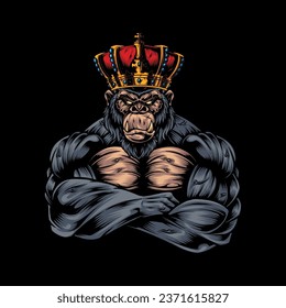 Gorilla fitness cartoon logo, gym logo modern, masculine