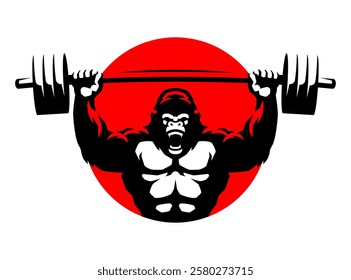 GORILLA FITNESS MASCOT CARTOON WEIGHTLIFT