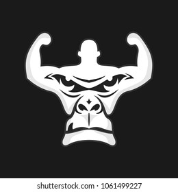 Gorilla and fitness vector logo. Eps 08.
