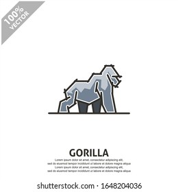 Logo del vector plano de gorila. Escalable y editable.