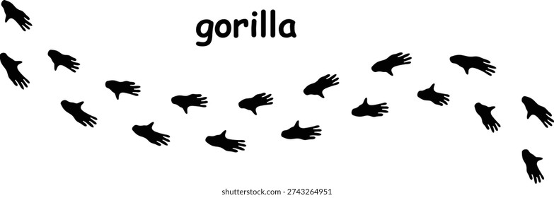 Gorilla Footprints Silhouette Vector – Ape Paw Print Track EPS Collection
