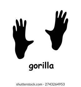 Gorilla Footprints Silhouette Vector – Ape Paw Print Track EPS Collection