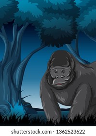 A gorilla in forest illustration