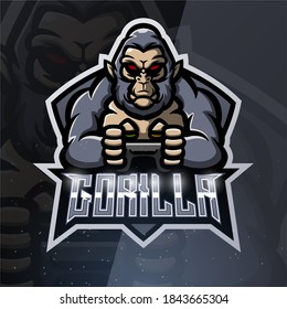 Gorilla game player mascot sport logo design