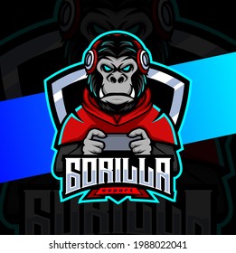 gorila gamer mascot esport logo de diseño