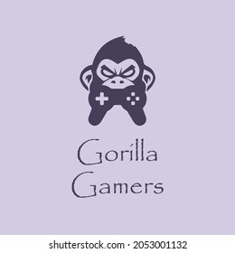 Gorilla gamers logo design template. A monkey with gaming remote logo concept.