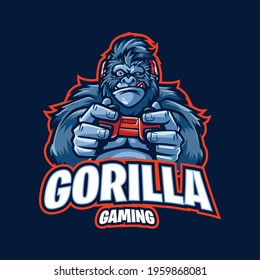 Gorilla gaming mascot logo illustration