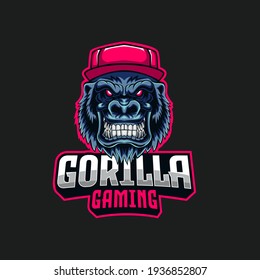 Gorilla gaming mascot logo template for esport team