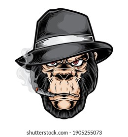 gorilla gangster head vector logo