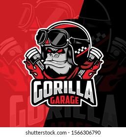 gorilla garage mascot esport logo design