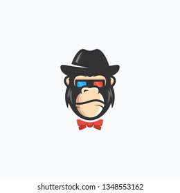 Gorilla geek Concept illustration vector template. Suitable for Creative Industry, Multimedia, entertainment, Educations, Shop, and any related business