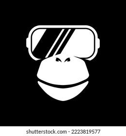 Gorilla in the glasses of virtual reality. Cybersport vector logo, VR emblem. Gamer mascot illustration