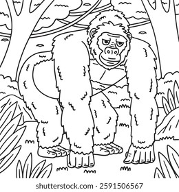 Gorilla Great Apes Animal Coloring Page for Kids 