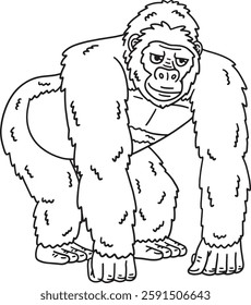 Gorilla Great Apes Animal Isolated Coloring Page 